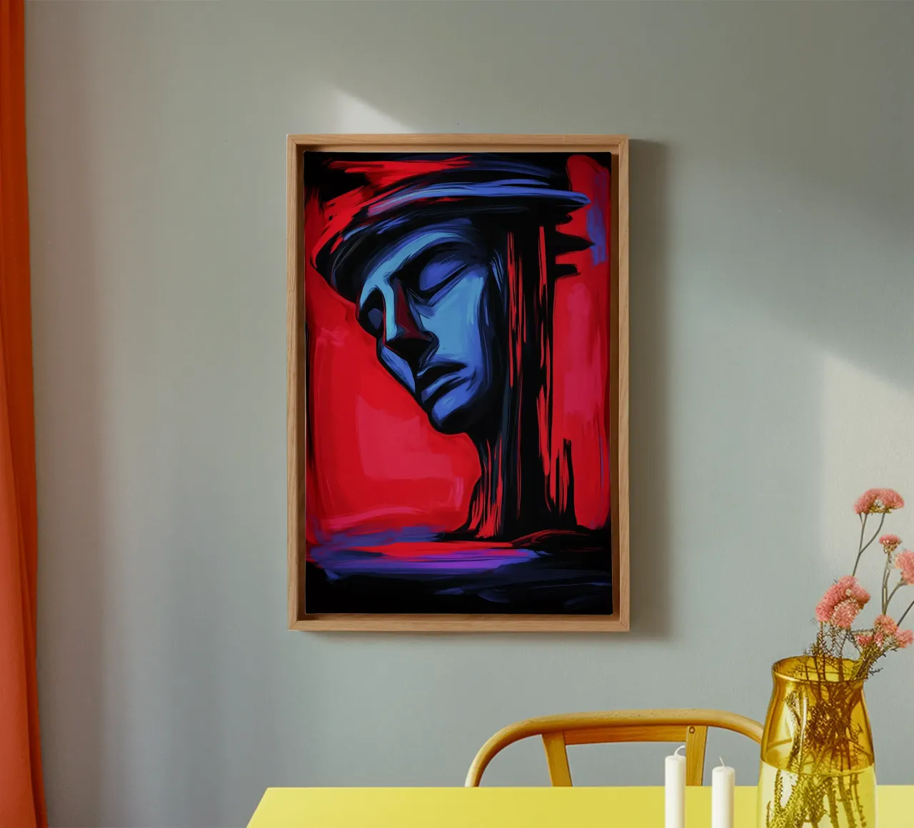 Melting thoughts in a frenzy of colour canvas with Floater frame by melipo-art