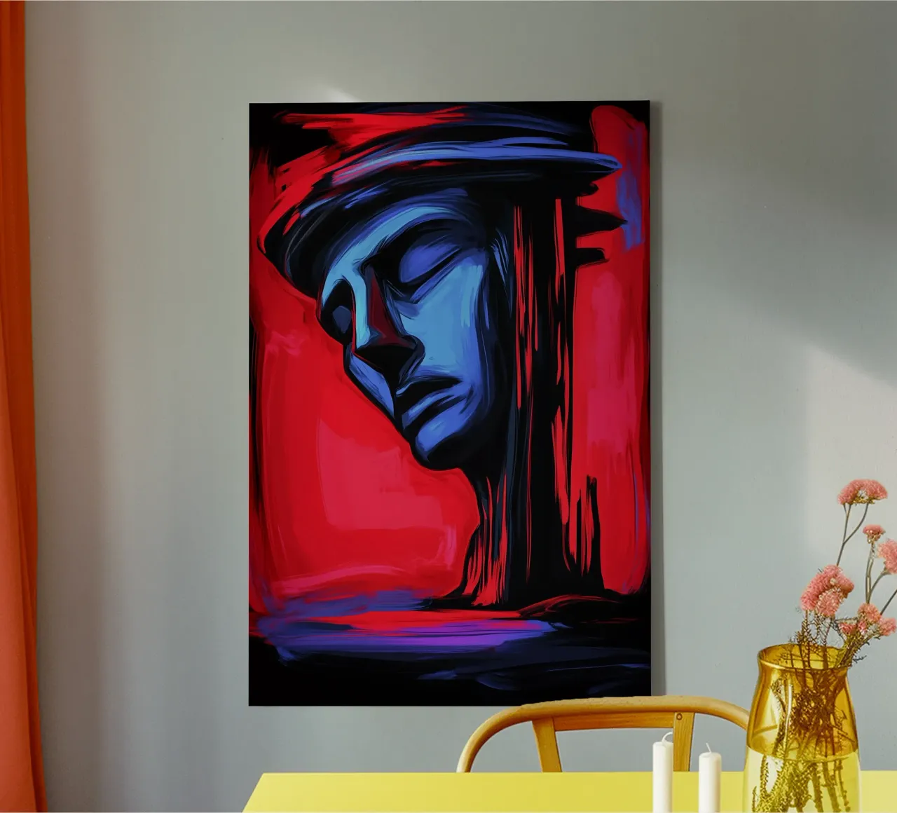 Melting thoughts in a frenzy of colour canvas with Floater frame by melipo-art