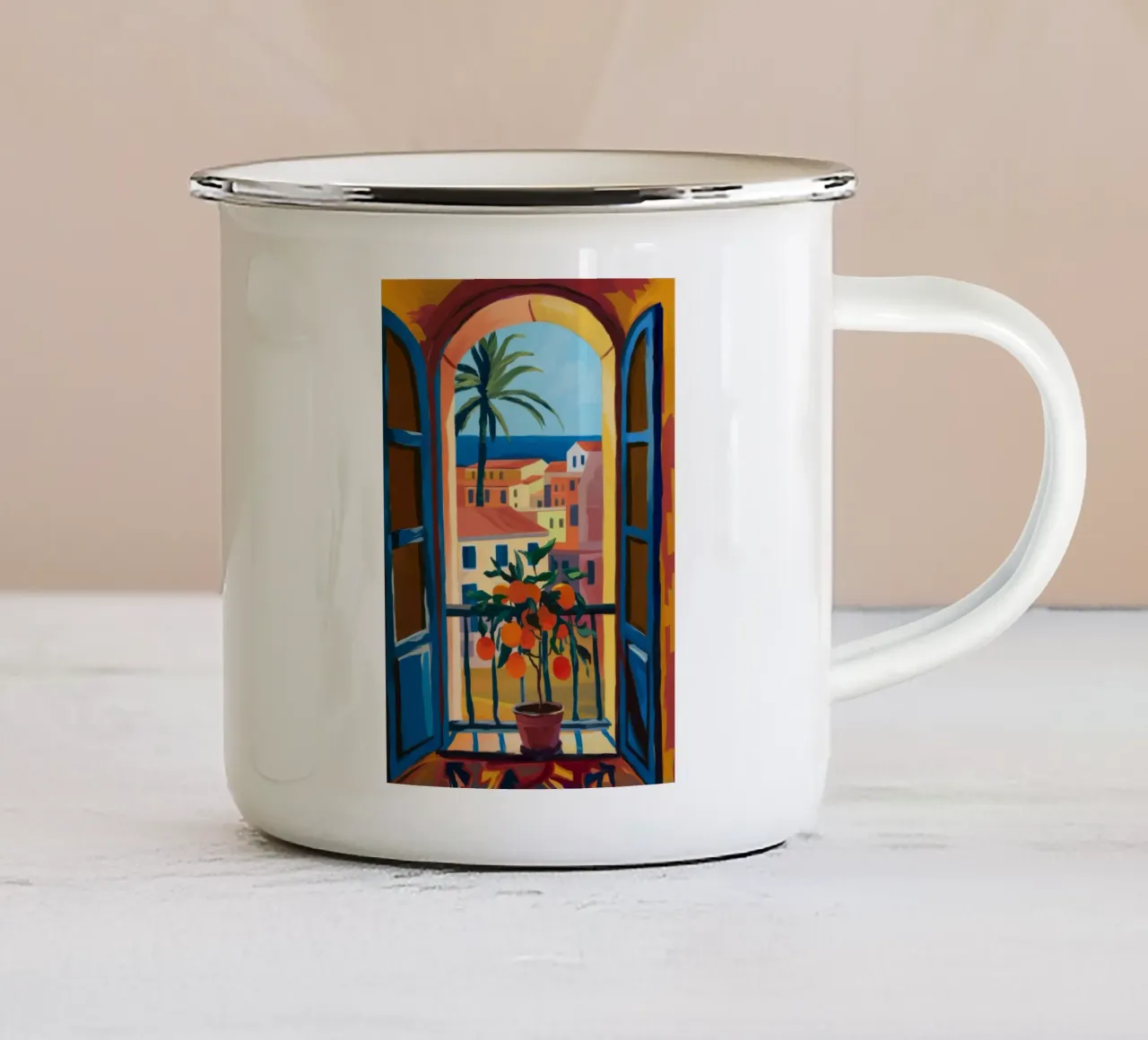 Open Window Emaille Tasse von Artie Shifa