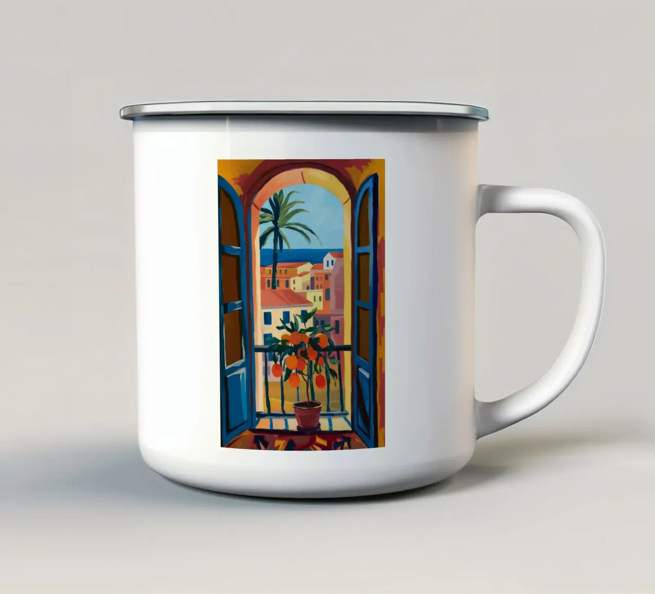 Open Window Emaille Tasse von Artie Shifa