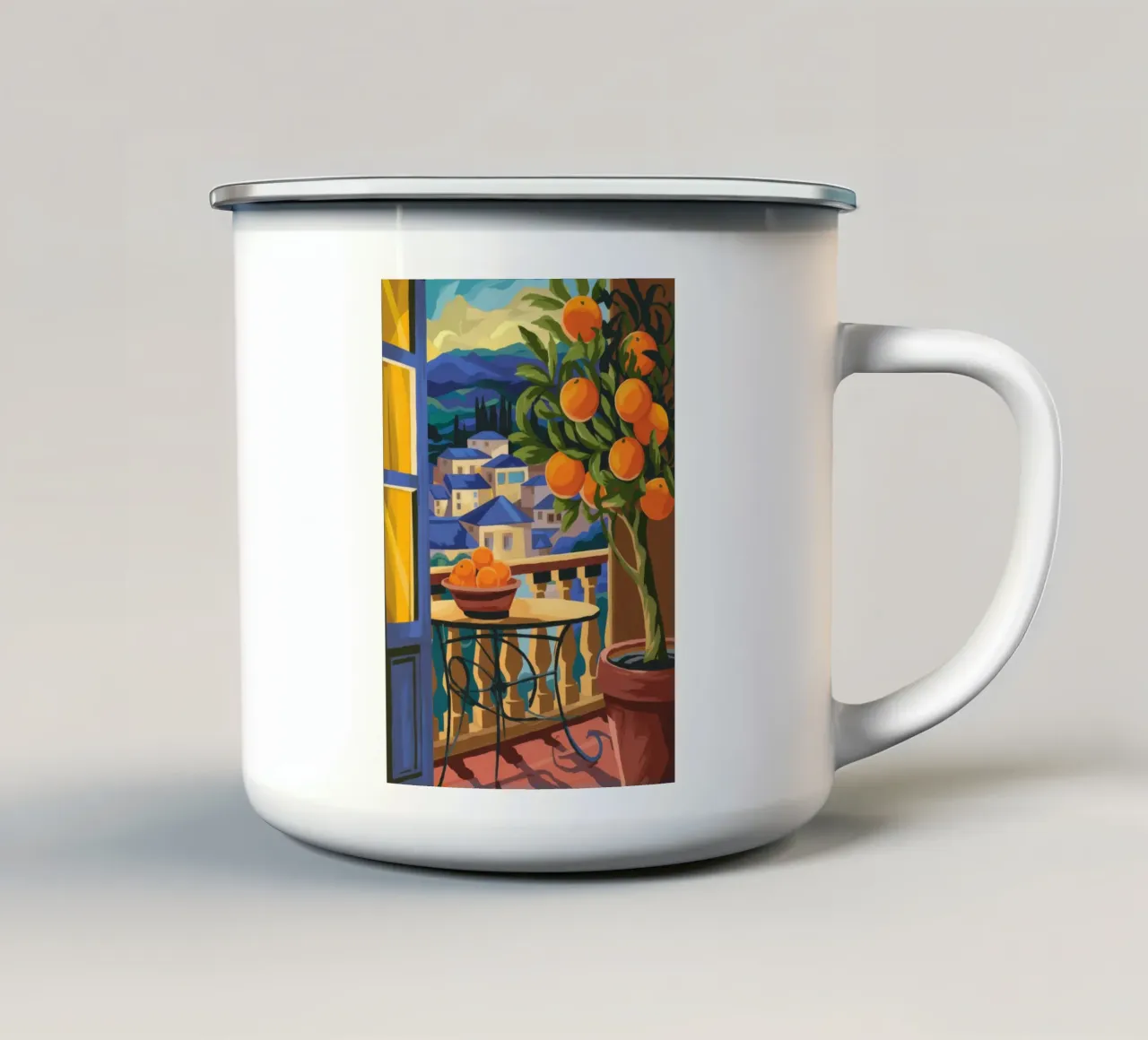 Boschetto d'aranci tazza in smalto da Artie Shifa