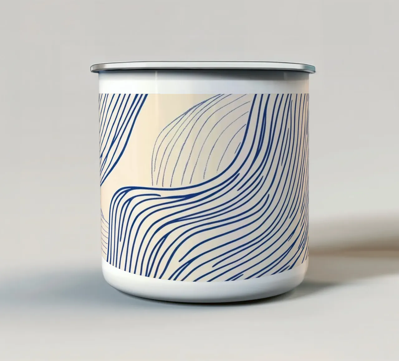 Arte astratta linea blu tazza in smalto da Melloi Art Print