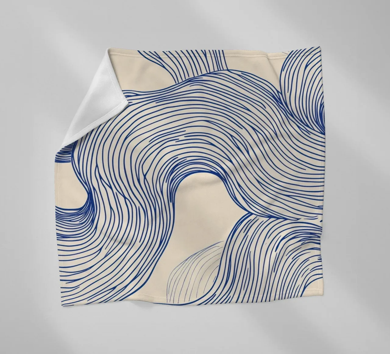 Abstract Blue Line Art fleece blanket by Melloi Art Print