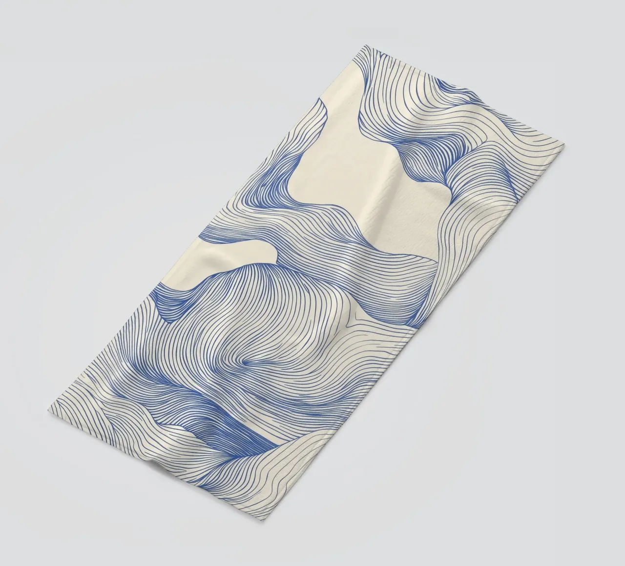 Abstract Blue Beige Art beach towel by Melloi Art Print
