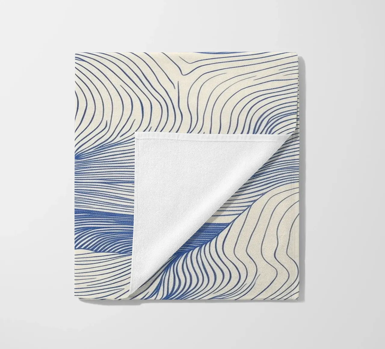 Abstract Blue Beige Art beach towel by Melloi Art Print
