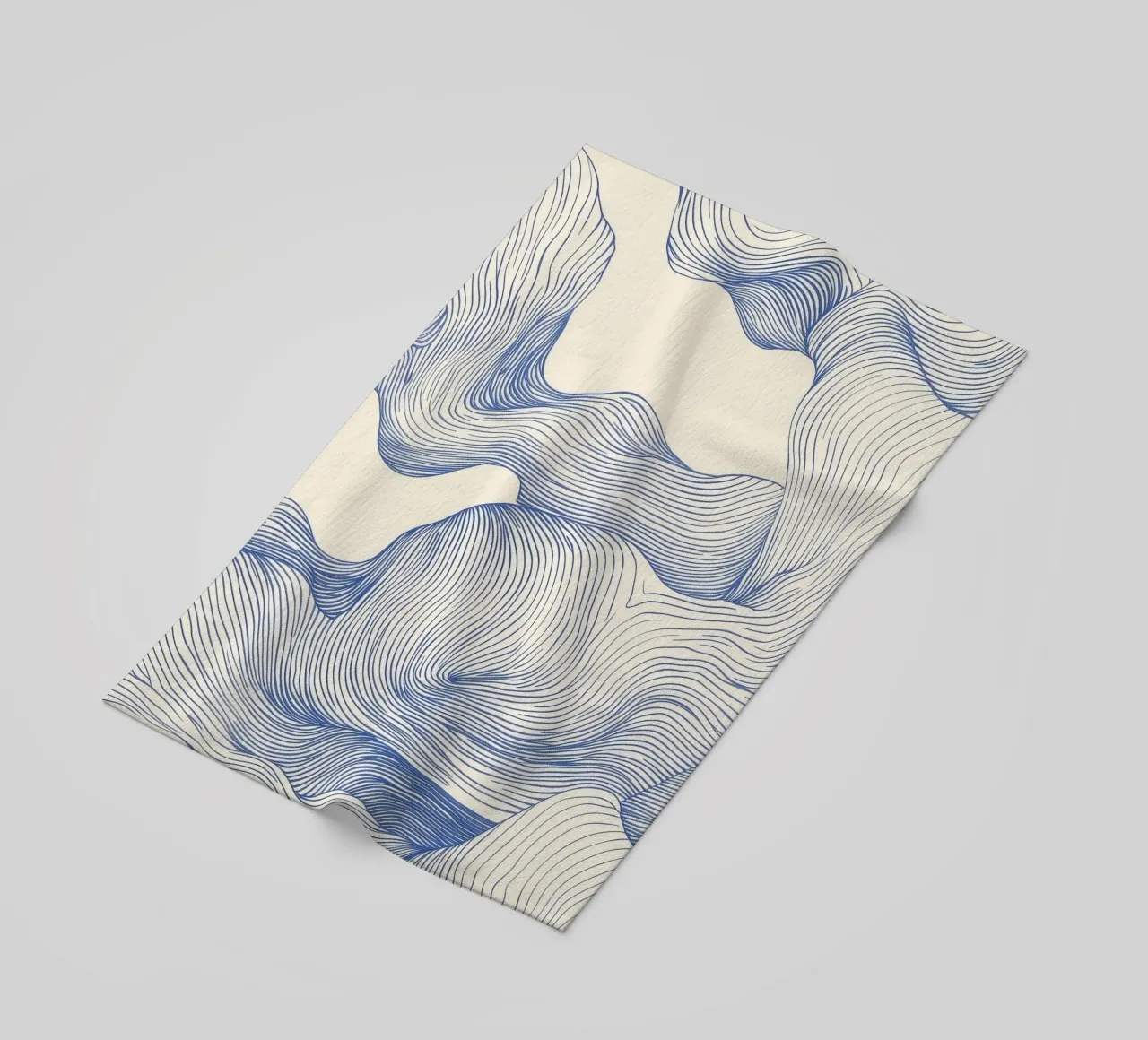 Abstract Blue Beige Art beach towel by Melloi Art Print