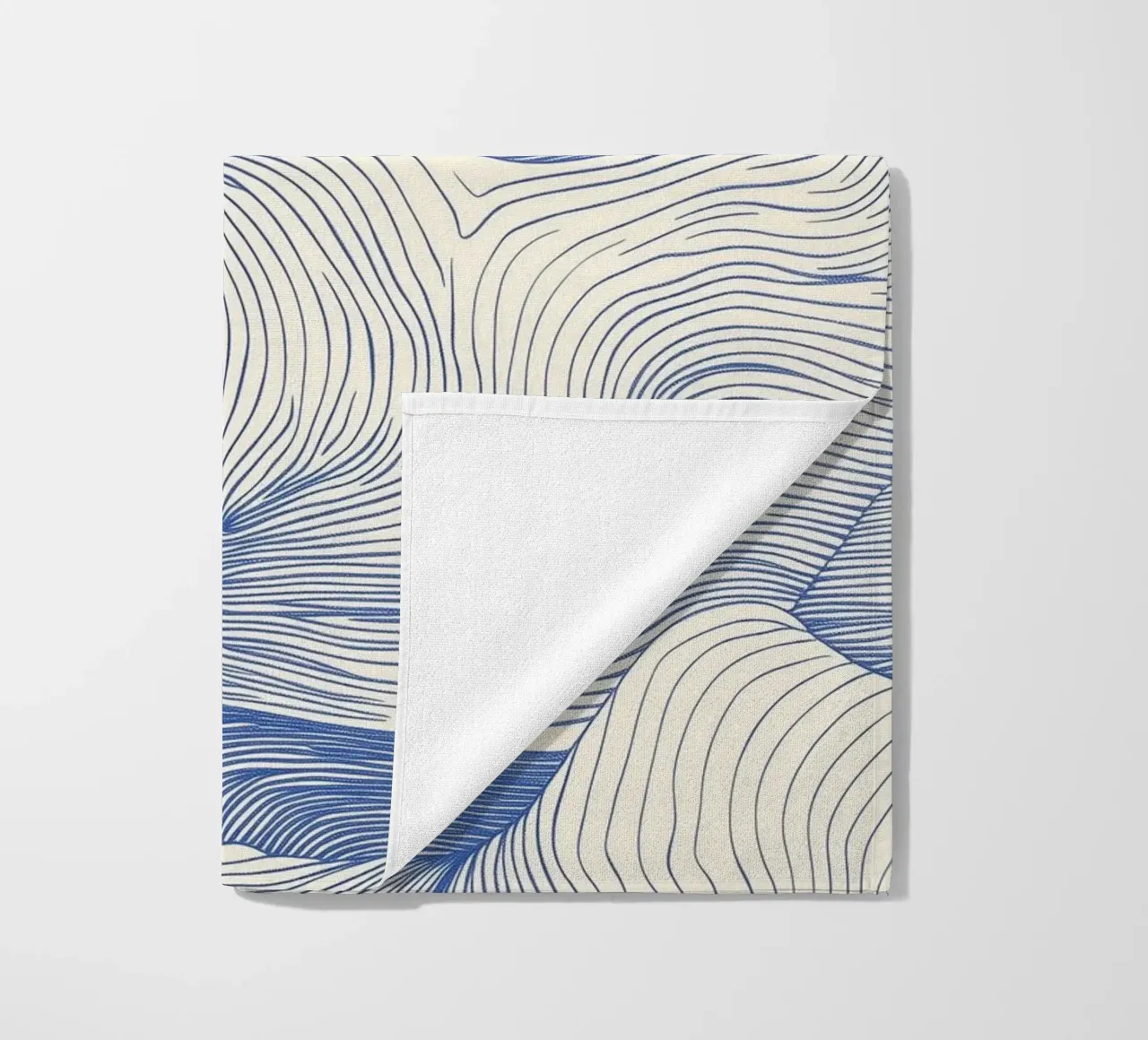 Abstract Blue Beige Art beach towel by Melloi Art Print