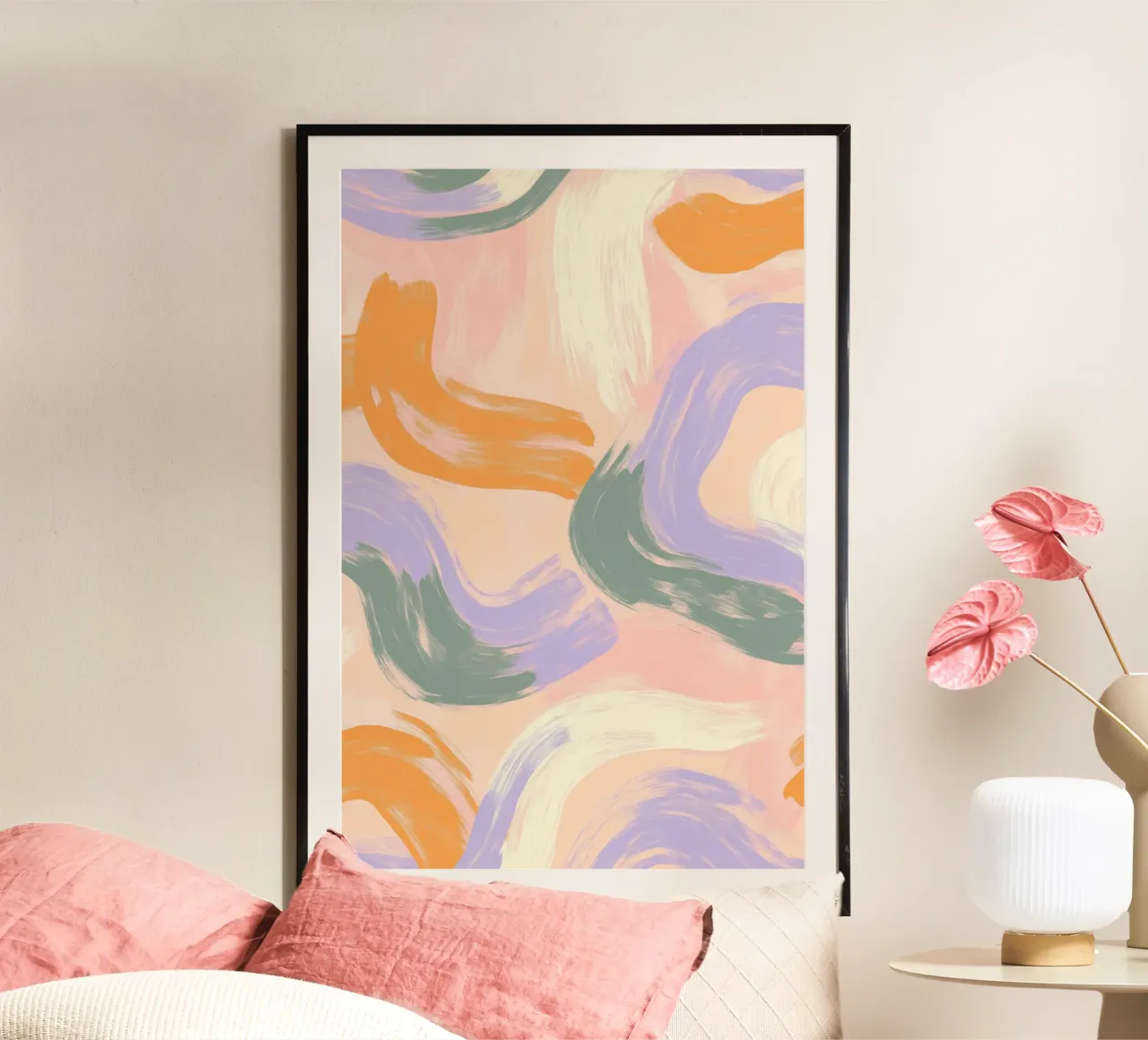 Abstract Colorful Brushstroke Pattern hahnemühle by Melloi Art Print