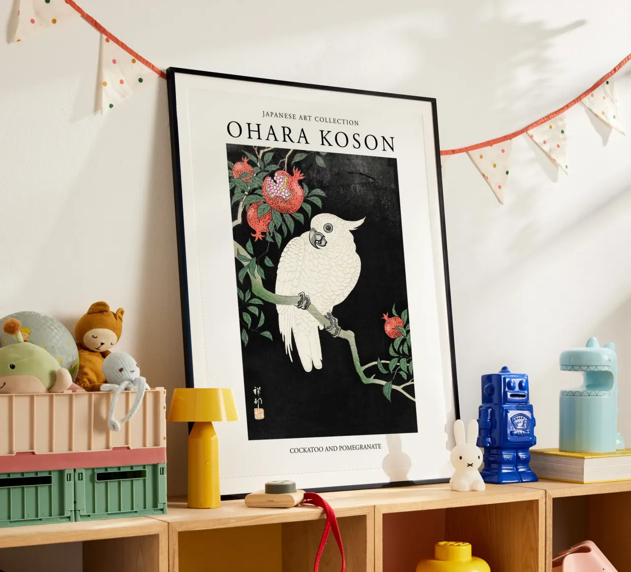 Ohara Koson, cacatua giapponese vintage e melograno poster da Peaches Art Prints
