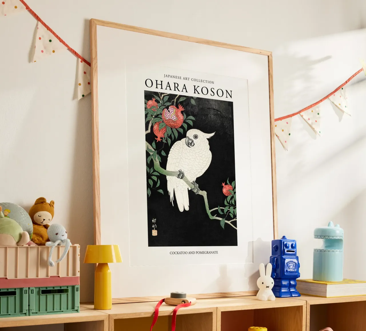 Ohara Koson, cacatua giapponese vintage e melograno poster da Peaches Art Prints