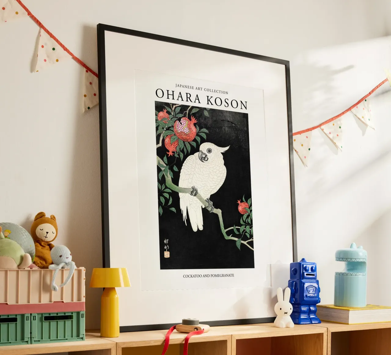 Ohara Koson, cacatua giapponese vintage e melograno poster da Peaches Art Prints