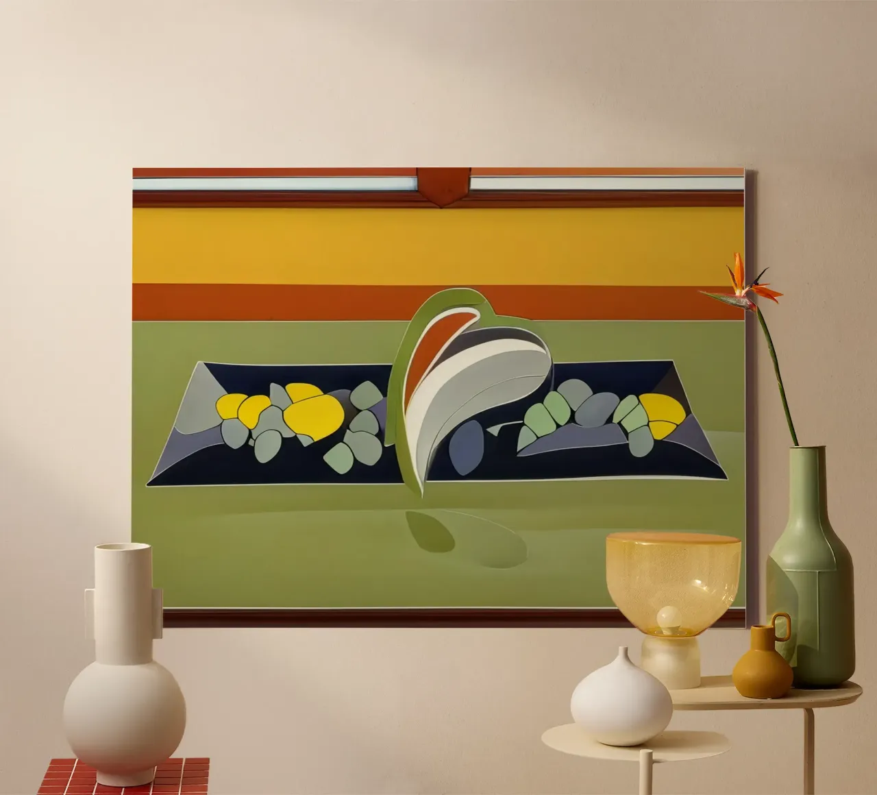 Decorative bowl with heart_1 canvas with Floater frame by Abstract Art by LK