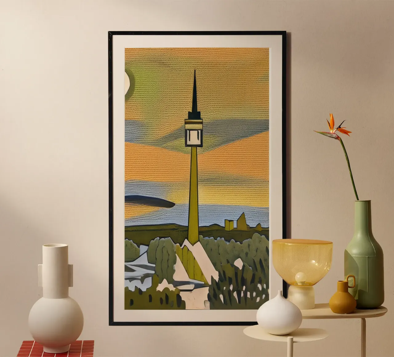 Torre della televisione Monaco_1 poster con telaio in legno da Abstract Art by LK