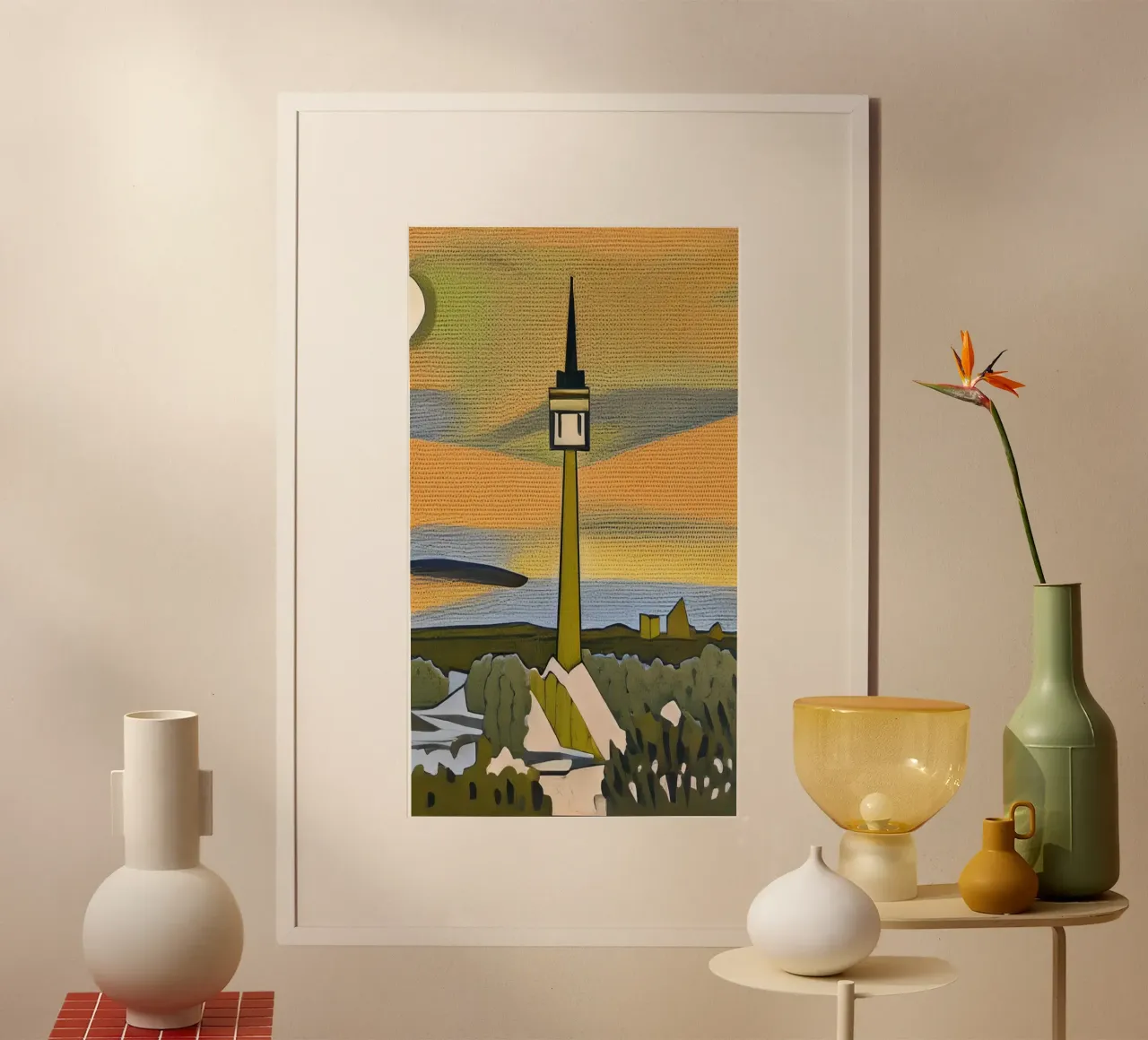 Torre della televisione Monaco_1 poster con telaio in legno da Abstract Art by LK