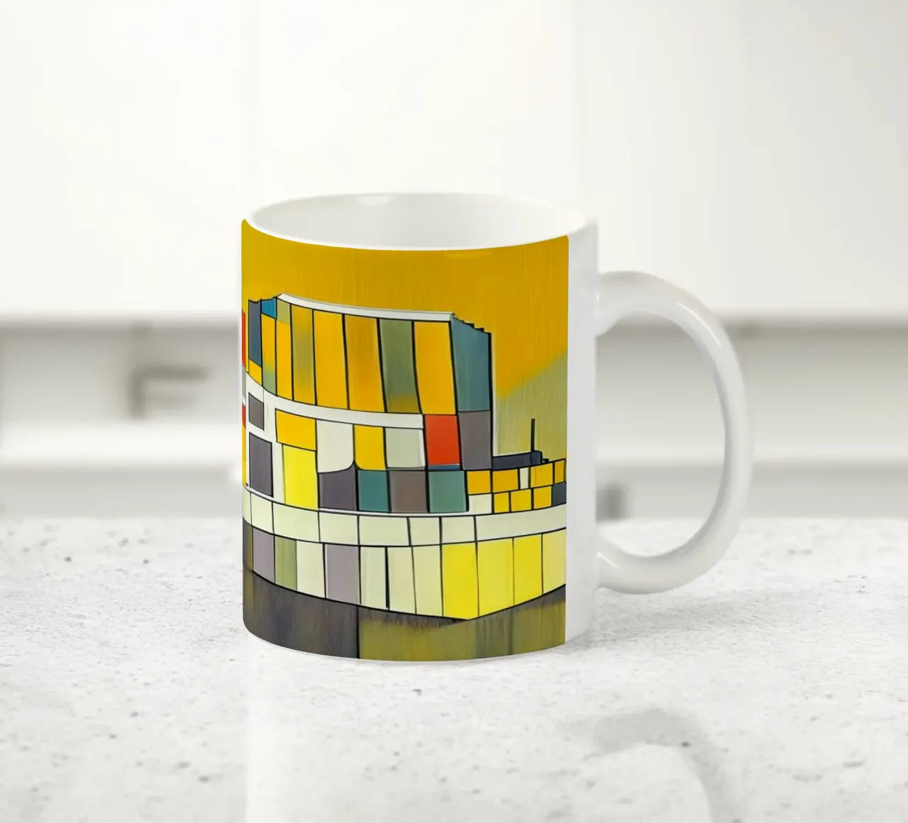 View of Krahnhäuser Cologne_1 ceramic mug by Abstract Art by LK