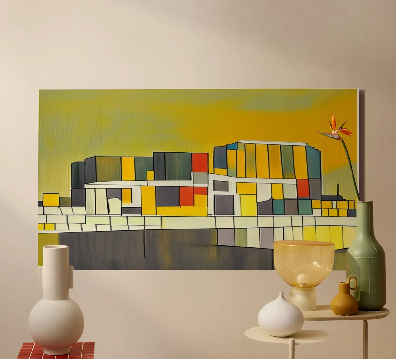 View of Krahnhäuser Cologne_1 canvas with Floater frame by Abstract Art by LK