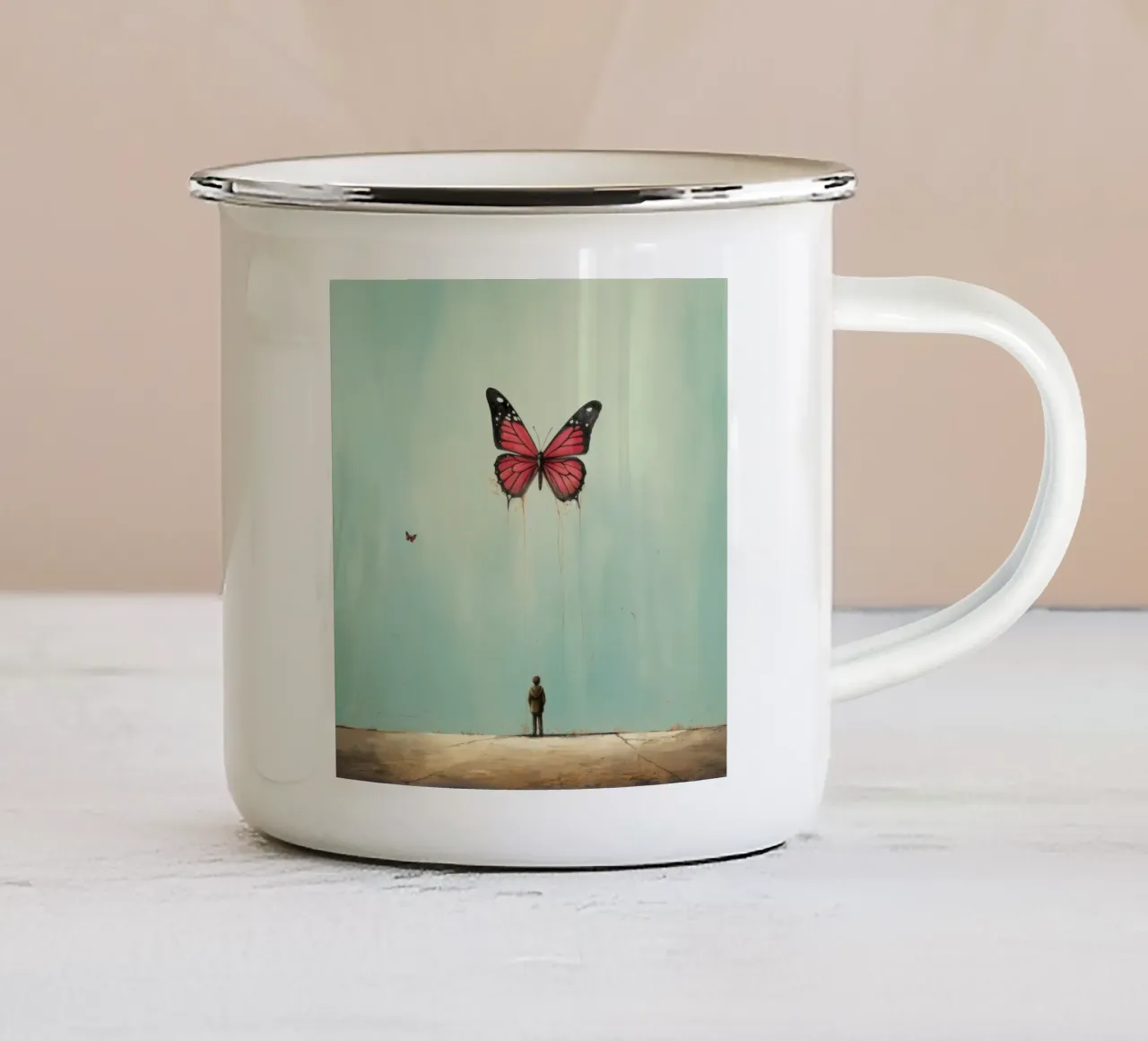 Farfalla minimale 2 tazza in smalto da Minimal Animal Art