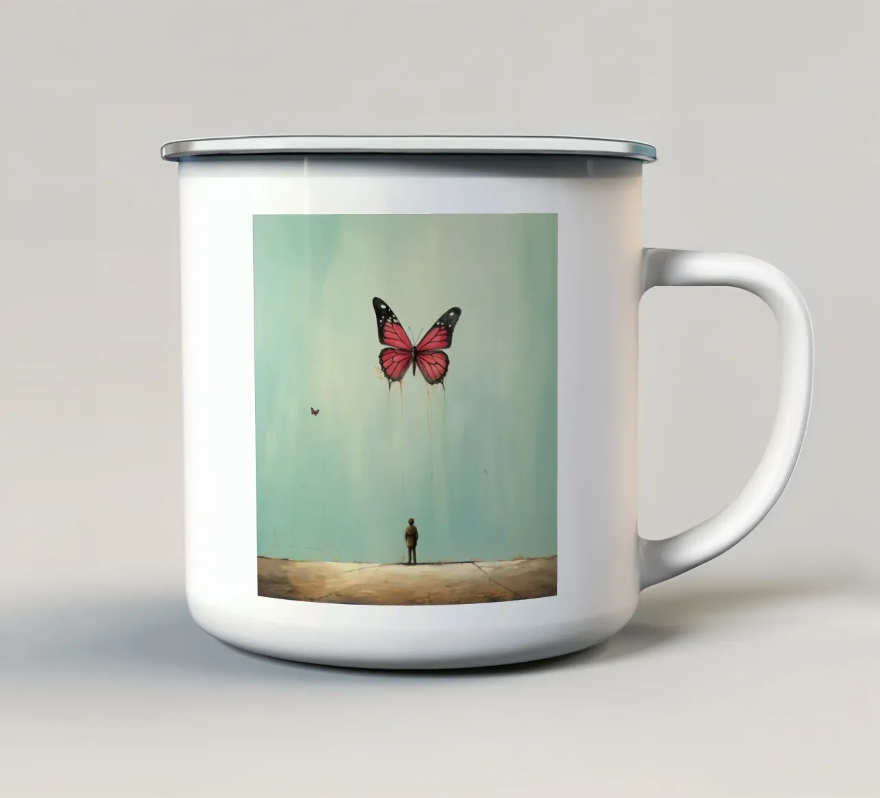 Farfalla minimale 2 tazza in smalto da Minimal Animal Art