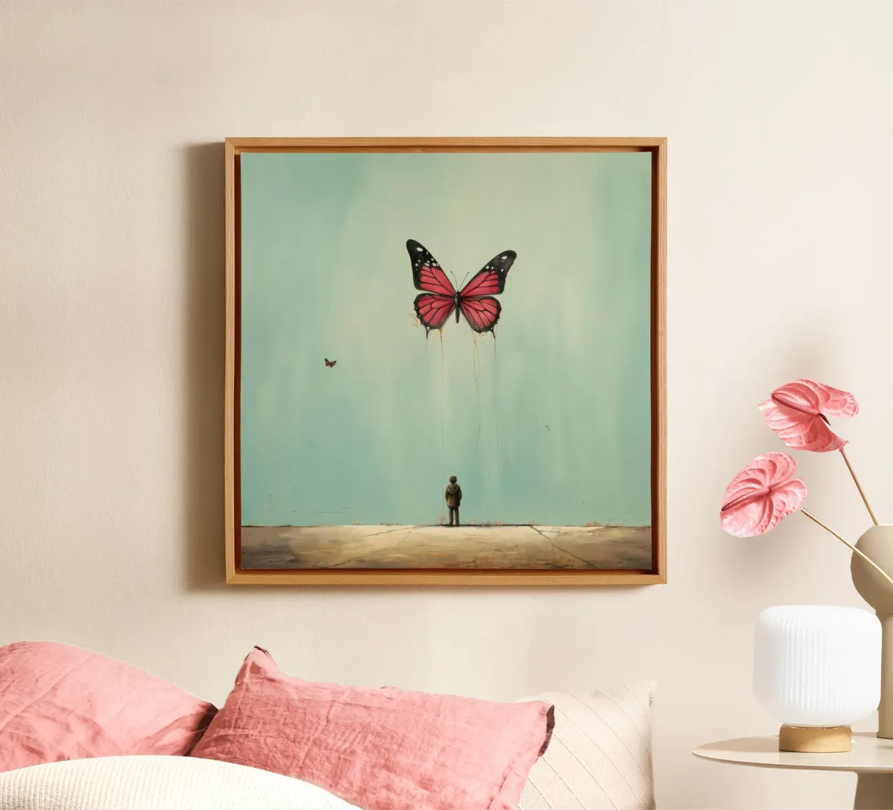 Farfalla minimale 2 tela con Cornice a cassetta da Minimal Animal Art