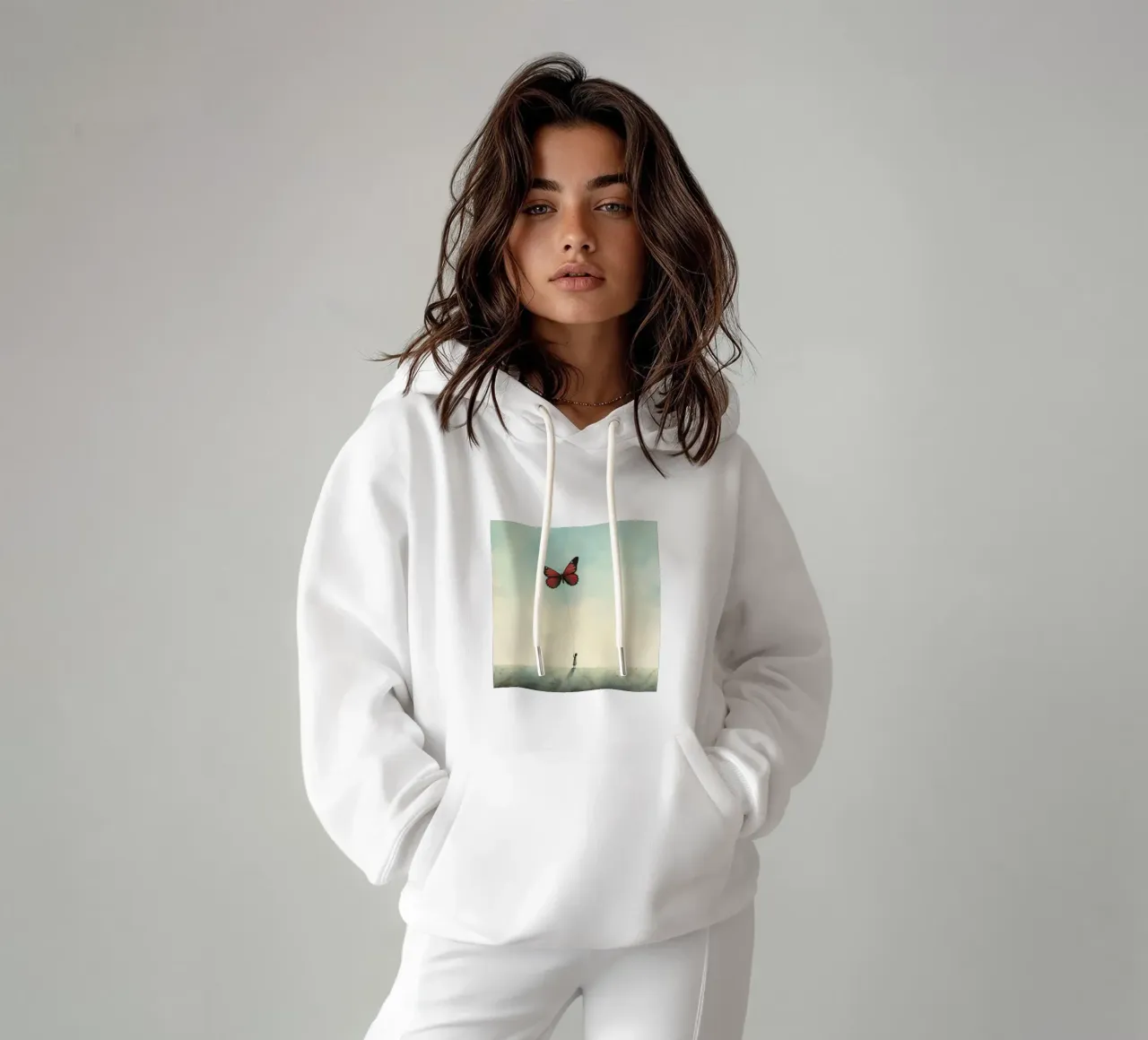 Farfalla minimale 3 felpa con cappuccio da Minimal Animal Art