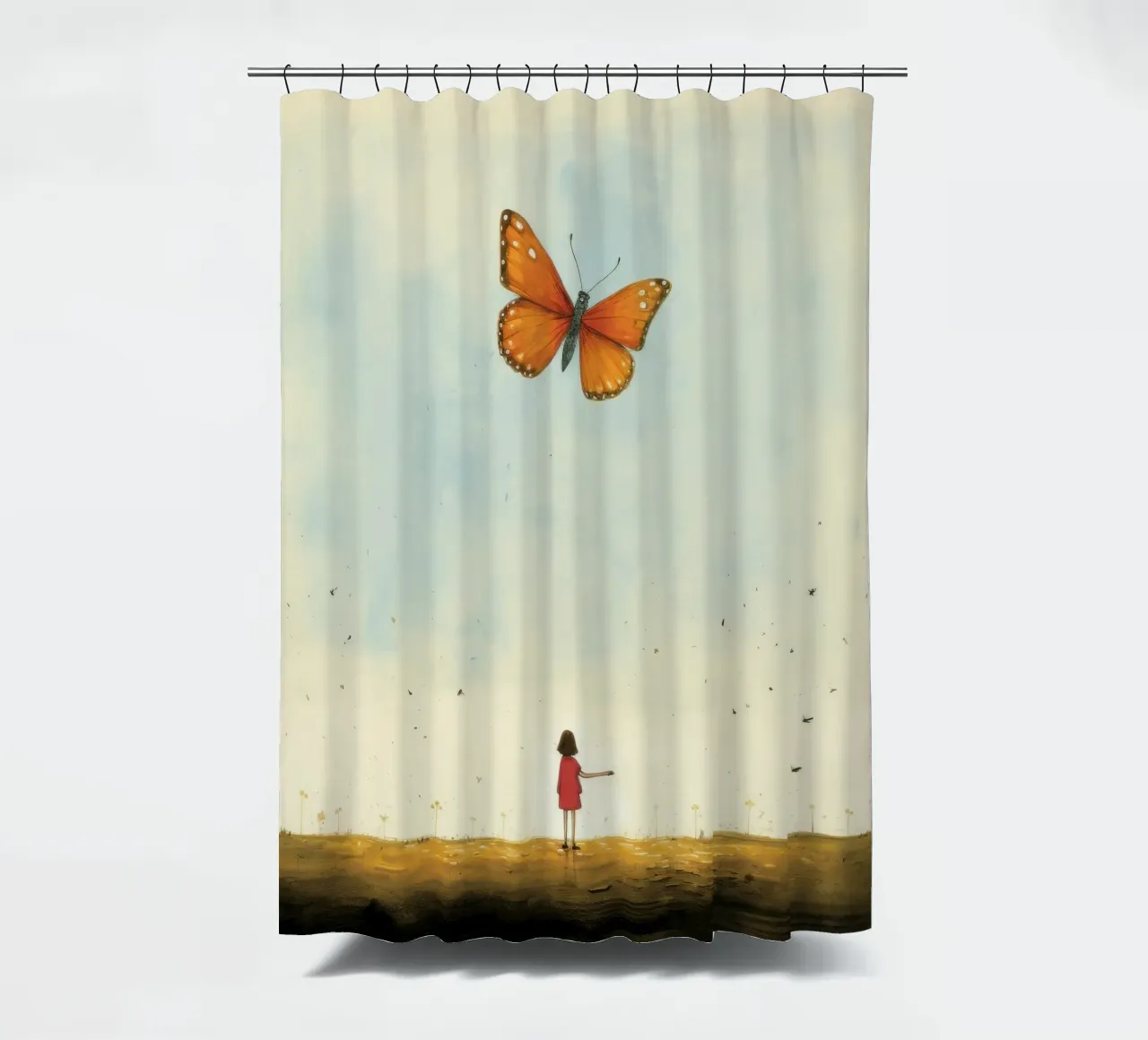 Minimal Butterfly shower curtain by Minimal Animal Art