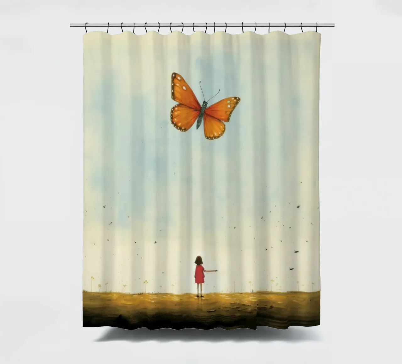 Minimal Butterfly shower curtain by Minimal Animal Art