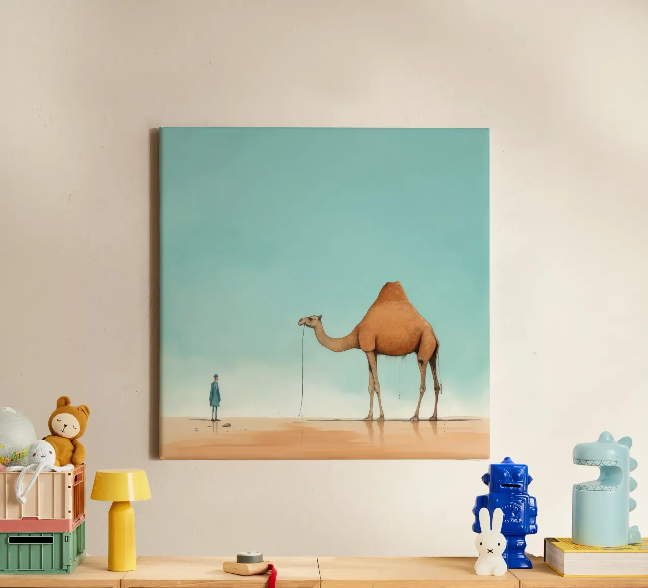 Minimal Camel 2 tela con Cornice a cassetta da Minimal Animal Art