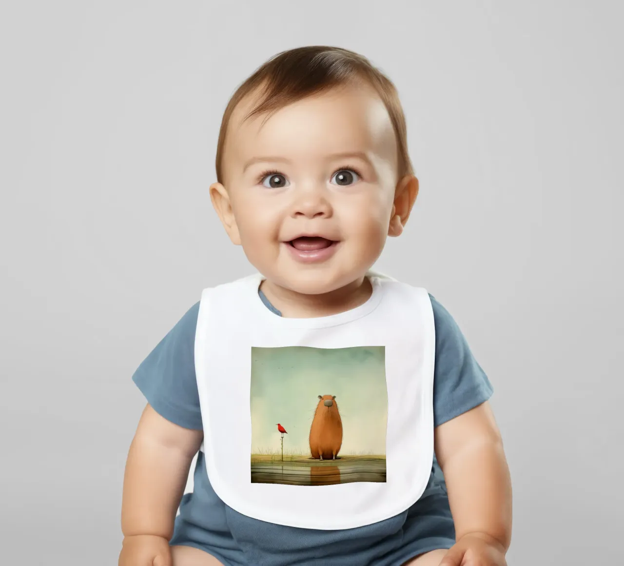 Capibara minimo 2 bavaglino da Minimal Animal Art