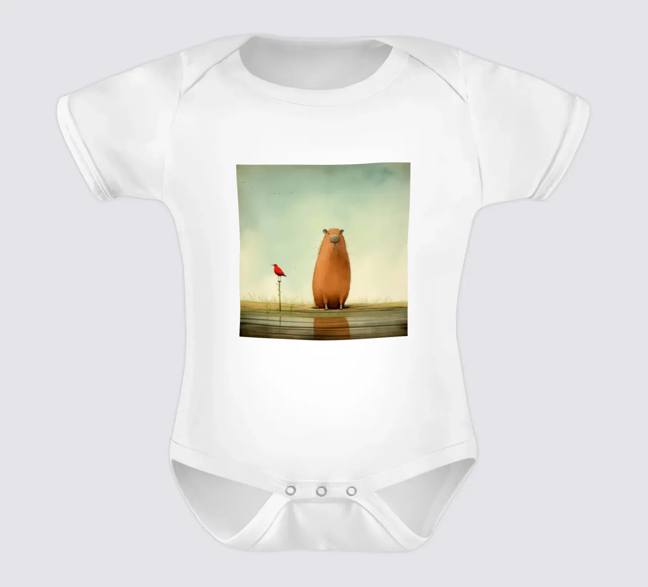 Capibara minimo 2 body neonato maniche corte da Minimal Animal Art