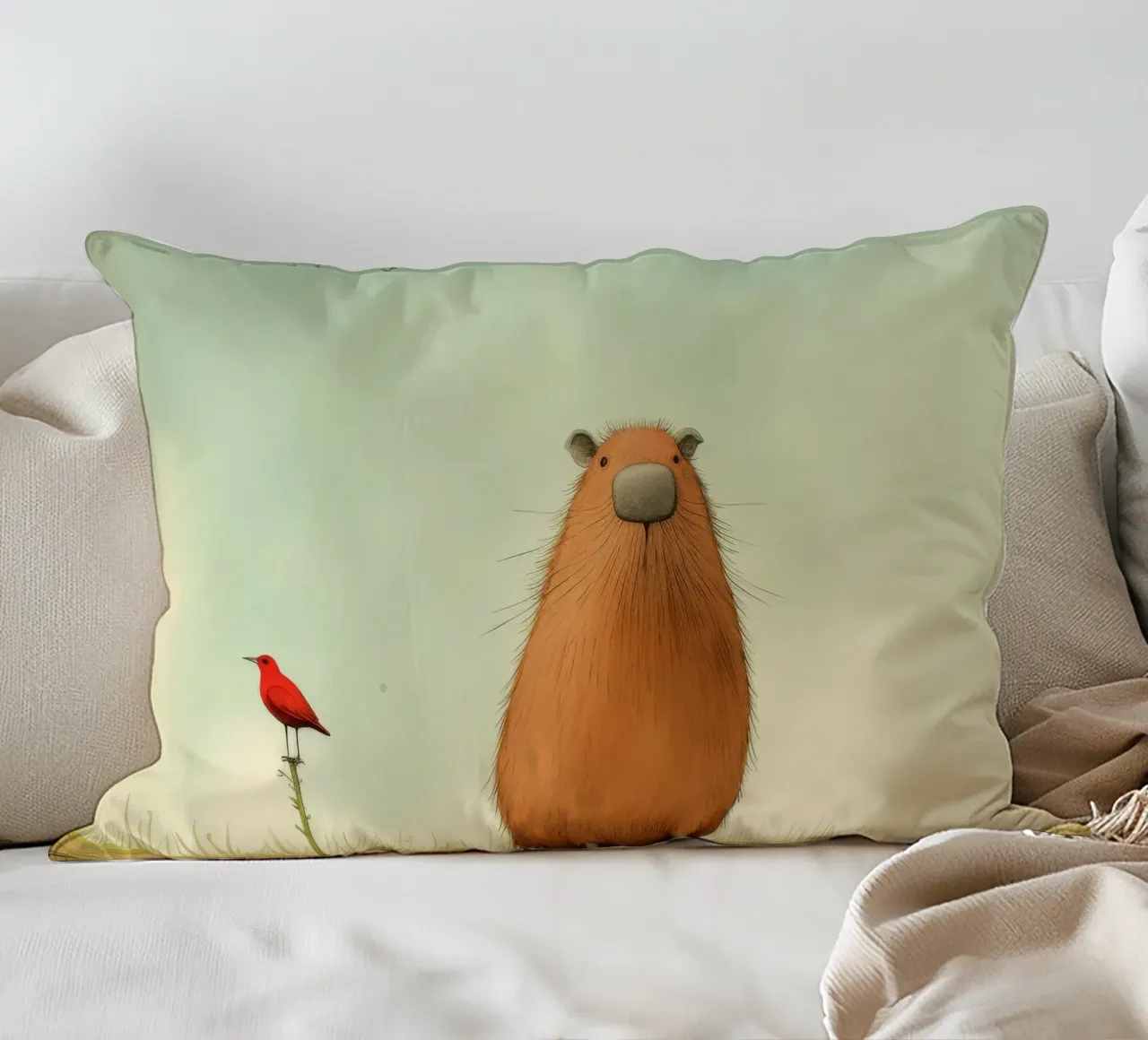 Capibara minimo 2 cuscino da Minimal Animal Art