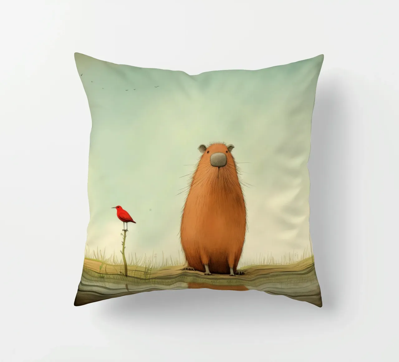 Capibara minimo 2 cuscino da Minimal Animal Art