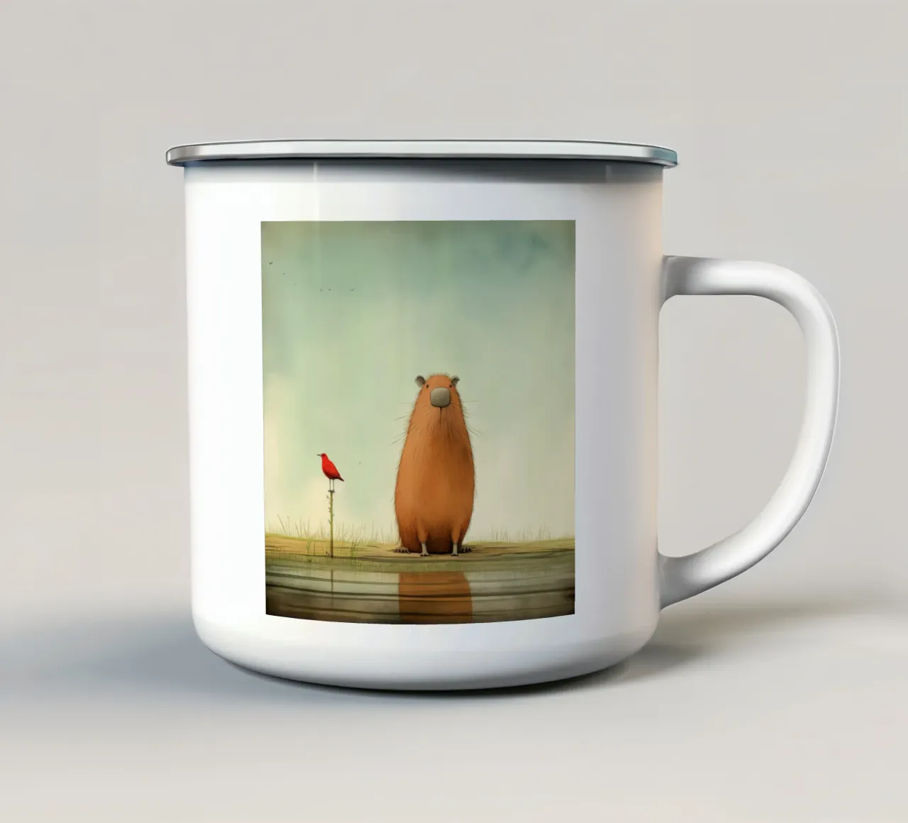 Capibara minimo 2 tazza in smalto da Minimal Animal Art