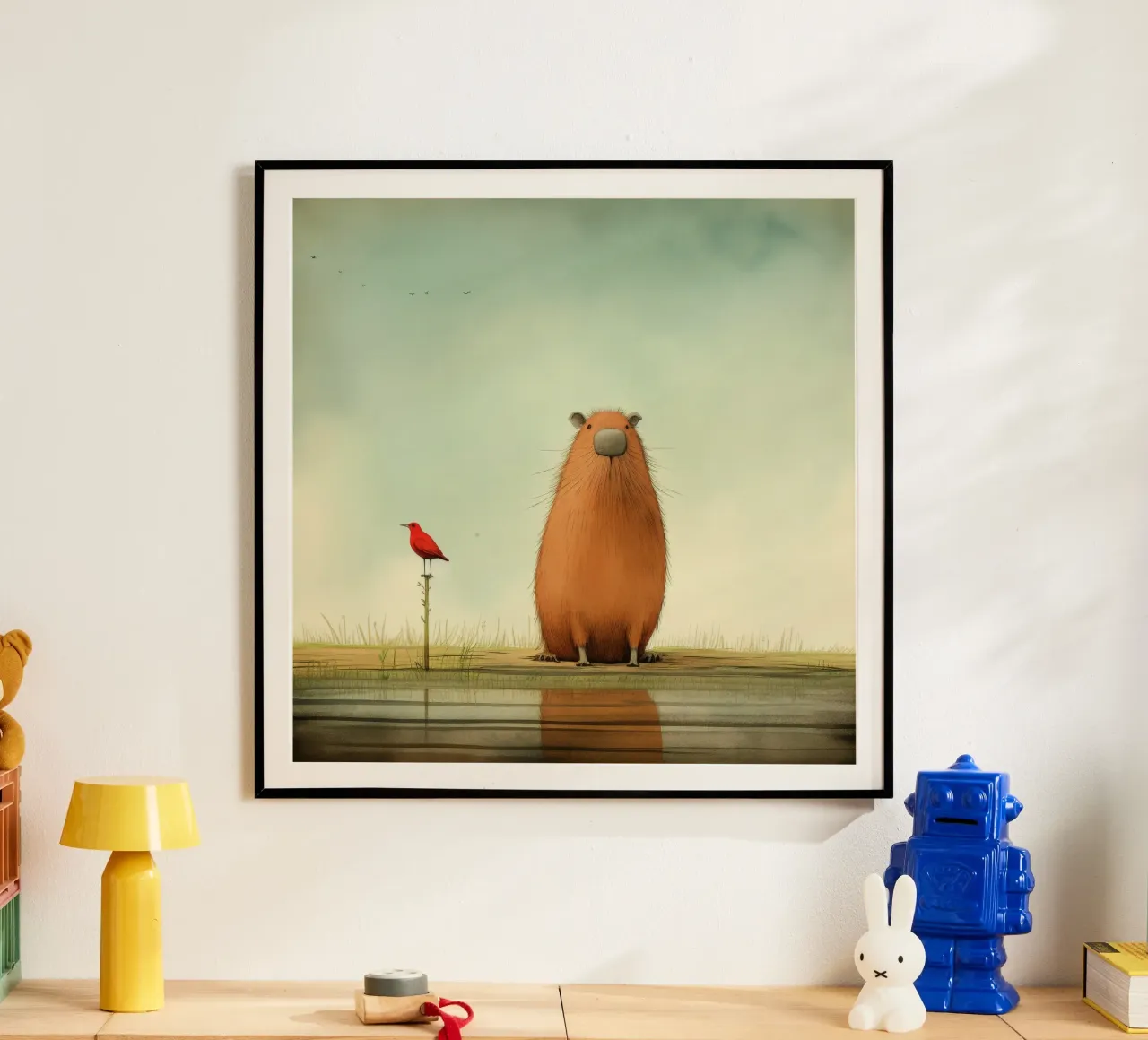 Capibara minimo 2 carta hahnemühle da Minimal Animal Art