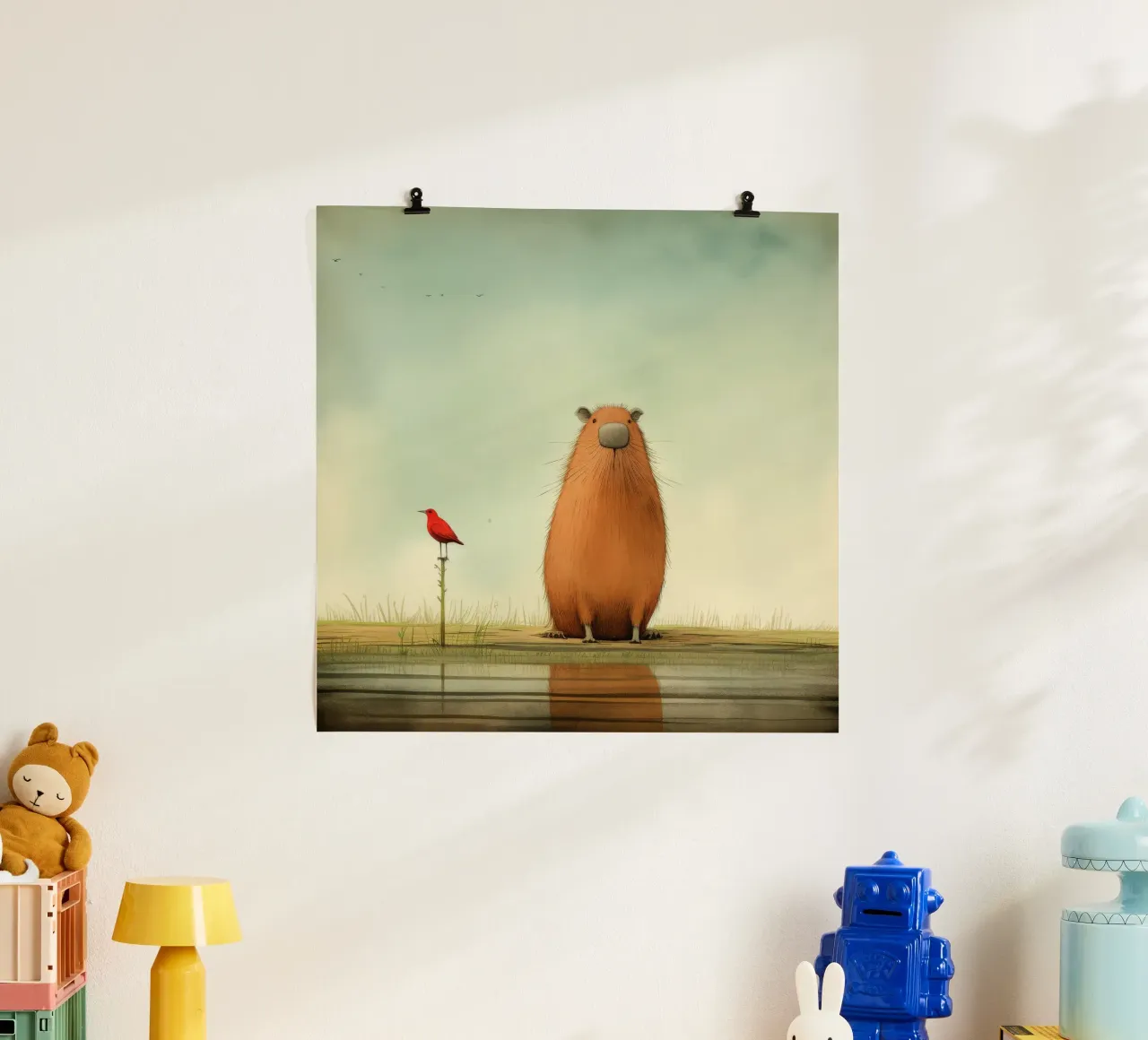 Capibara minimo 2 carta hahnemühle da Minimal Animal Art