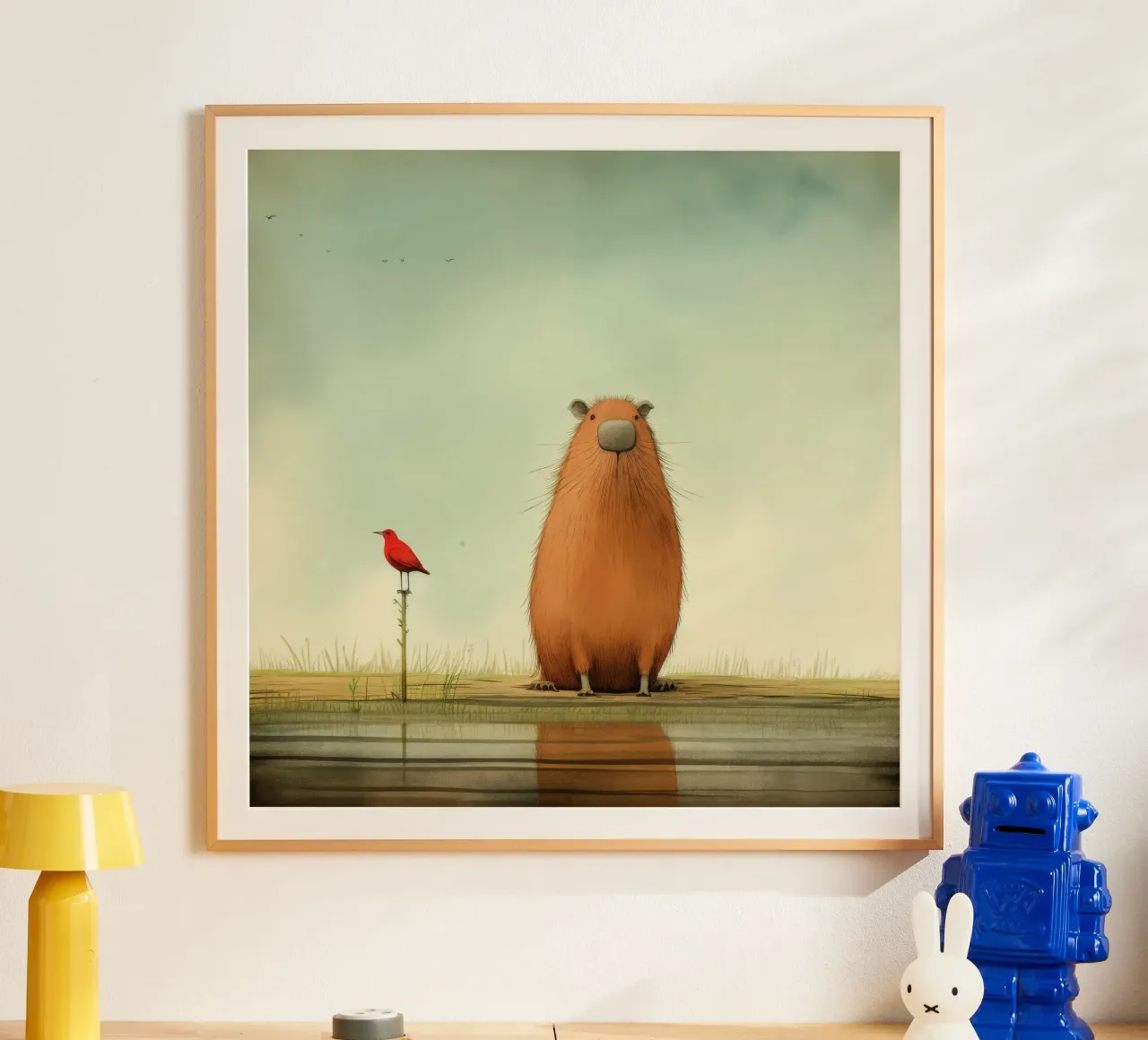 Capibara minimo 2 carta hahnemühle da Minimal Animal Art