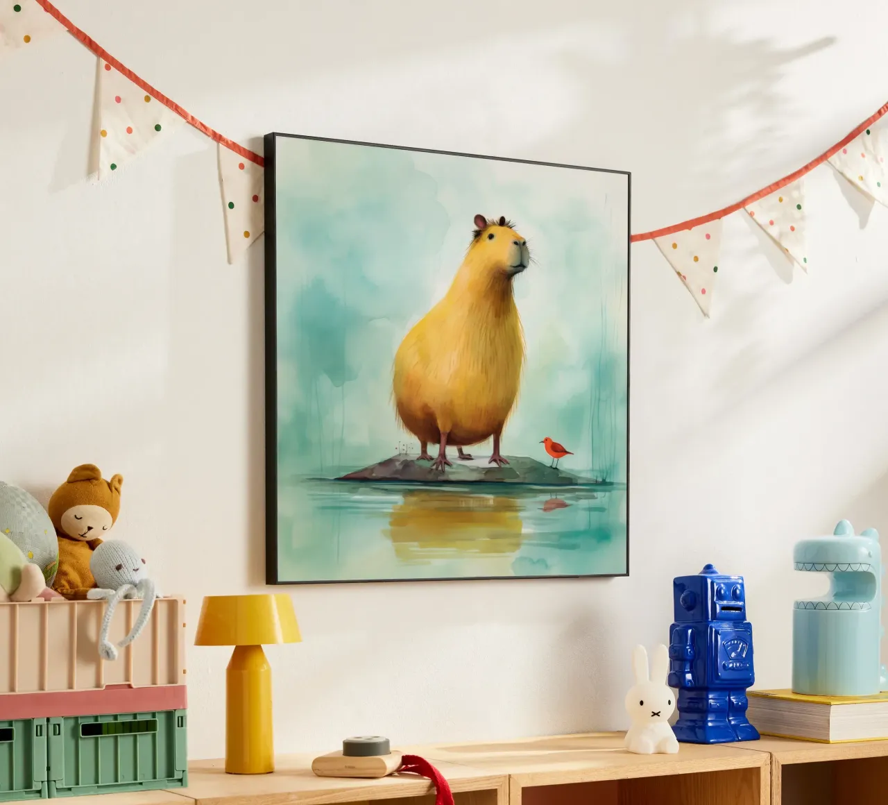 Capibara minimo 3 alluminio dibond da Minimal Animal Art