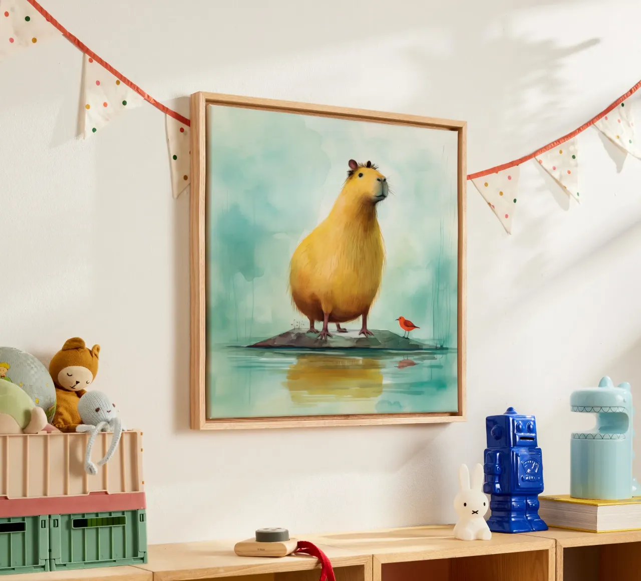 Minimal Capybara 3 canvas by Minimal Animal Art