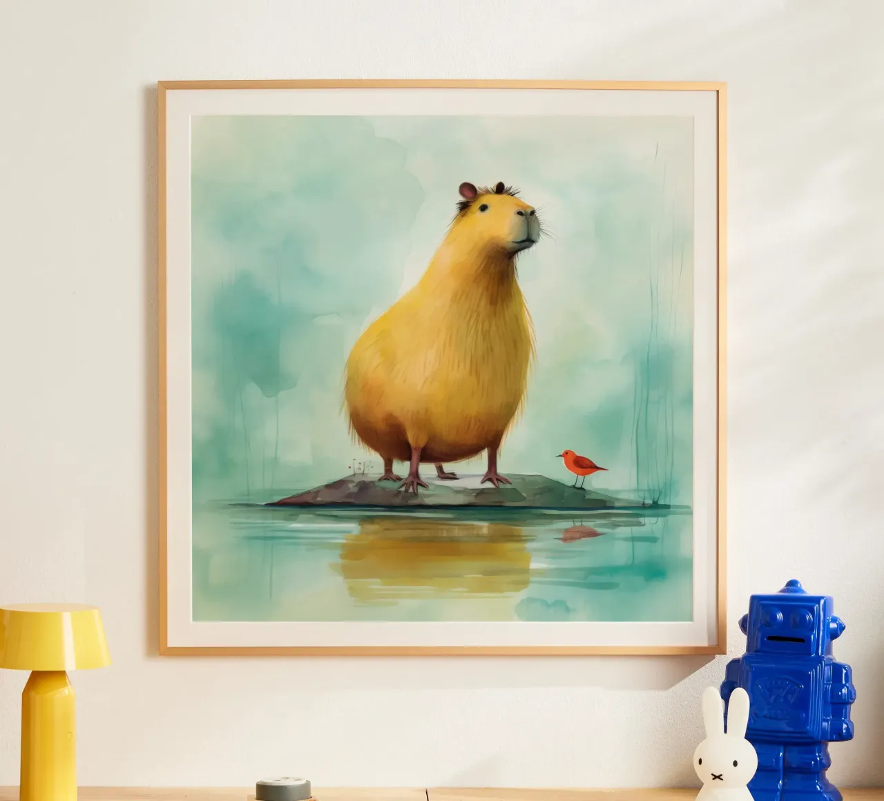 Capibara minimo 3 carta hahnemühle da Minimal Animal Art