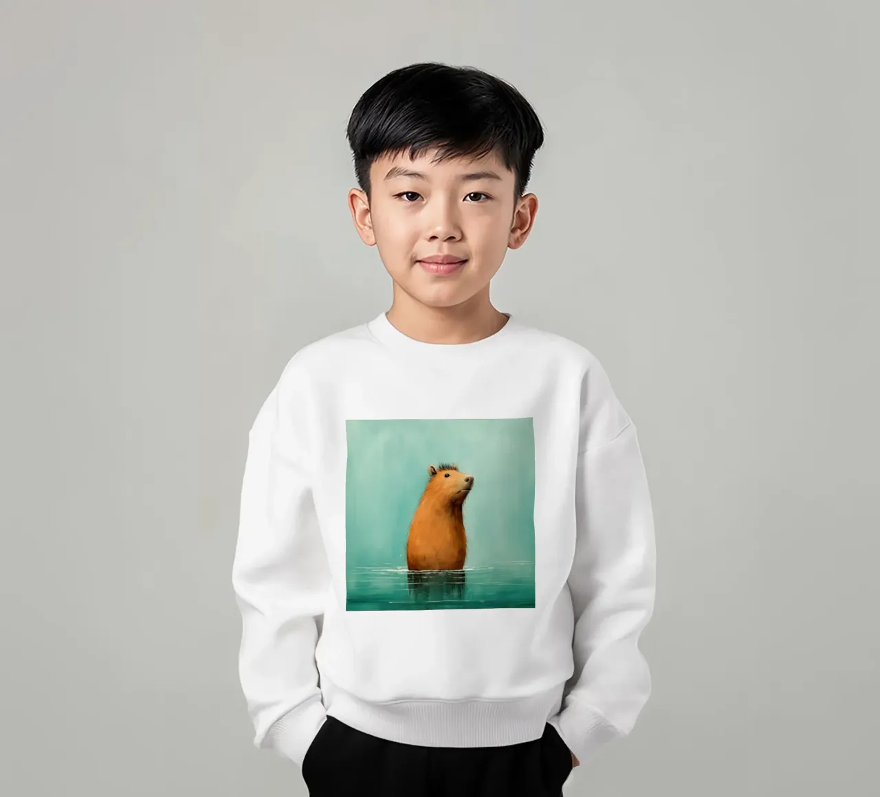 Capibara minimo 4 felpa bambino da Minimal Animal Art