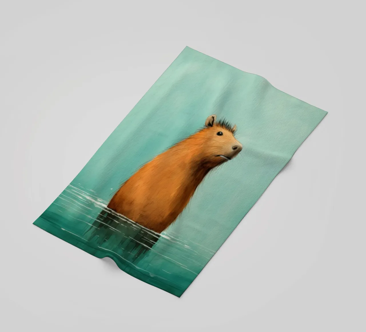 Capibara minimo 4 telo mare da Minimal Animal Art