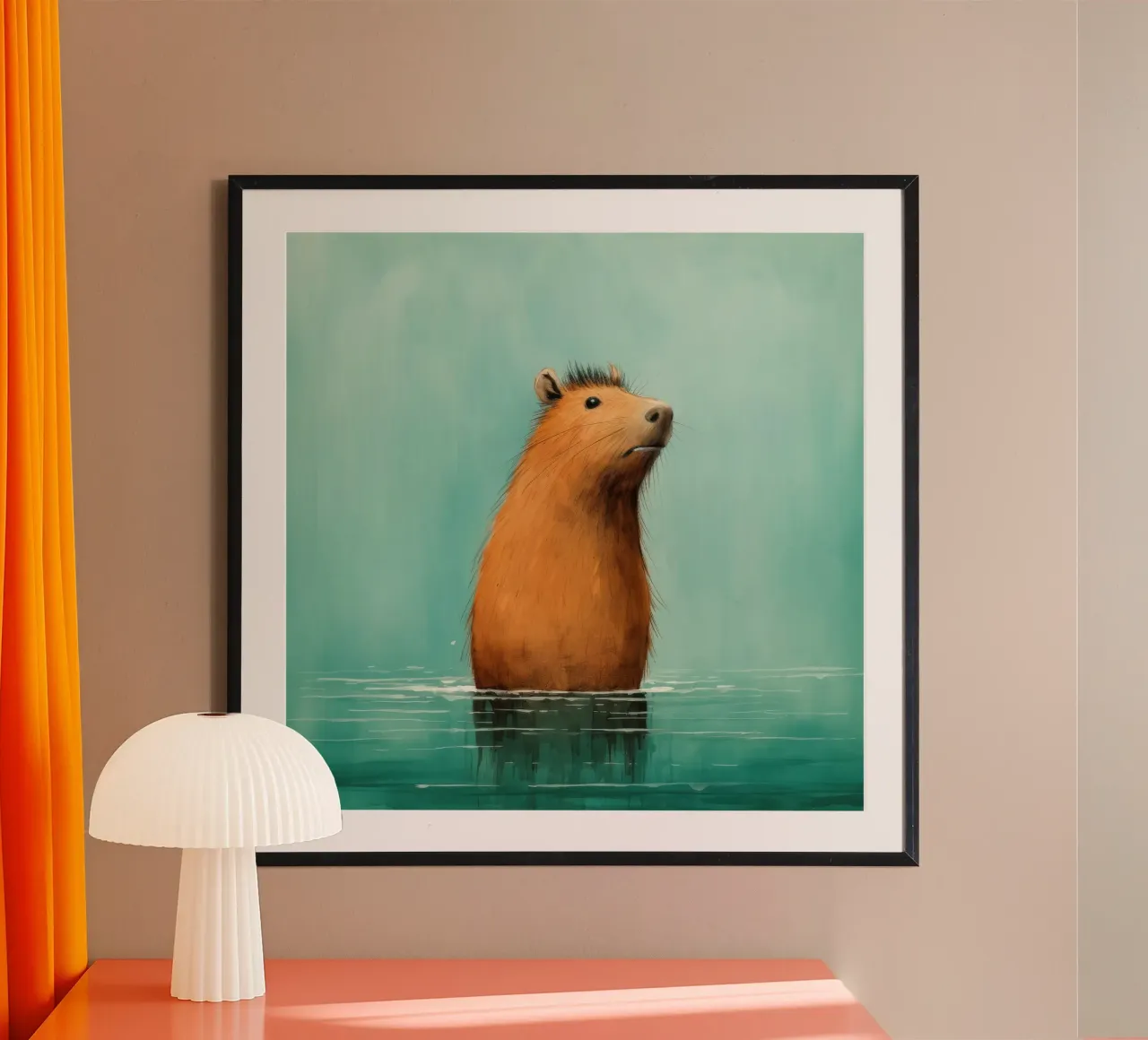 Minimal Capybara 4 poster da Minimal Animal Art