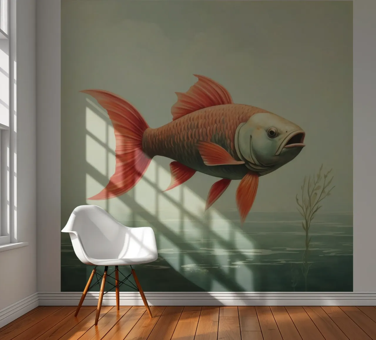 Minimaal Karper fotobehang van Minimal Animal Art