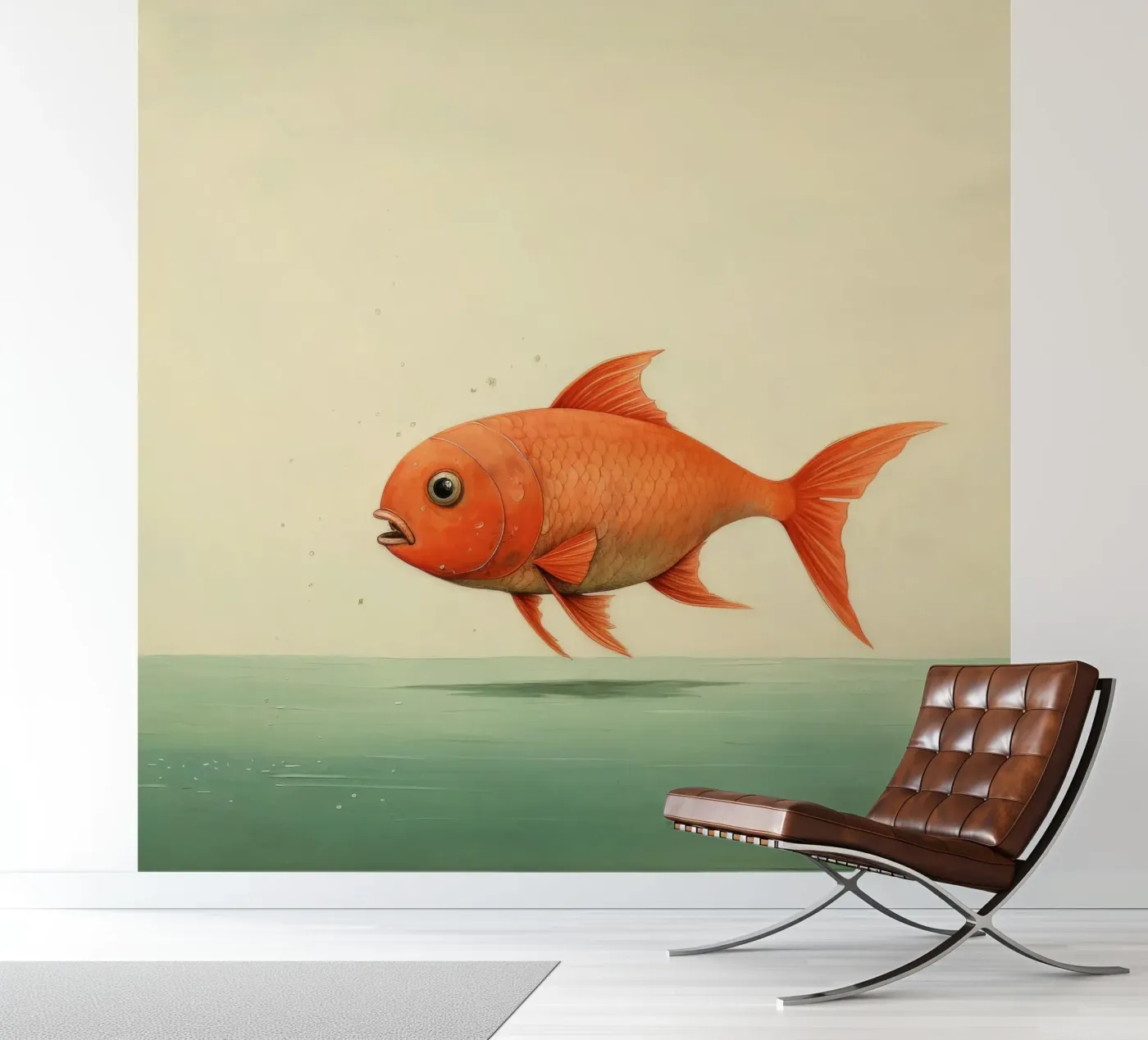 Minimaal Karper fotobehang van Minimal Animal Art