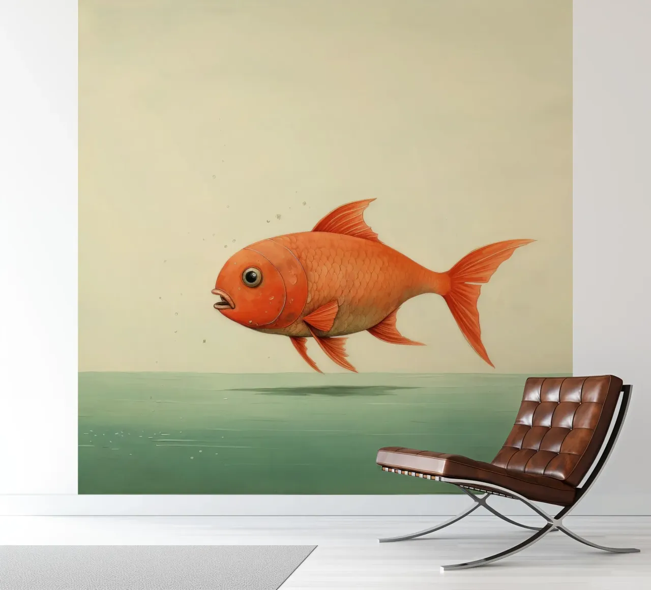 Minimaal Karper fotobehang van Minimal Animal Art