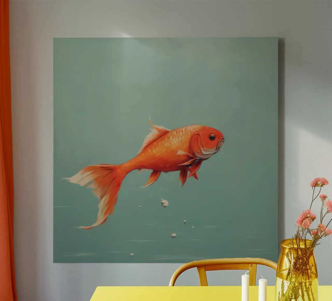 Carpa minima 4 tela con Cornice a cassetta da Minimal Animal Art