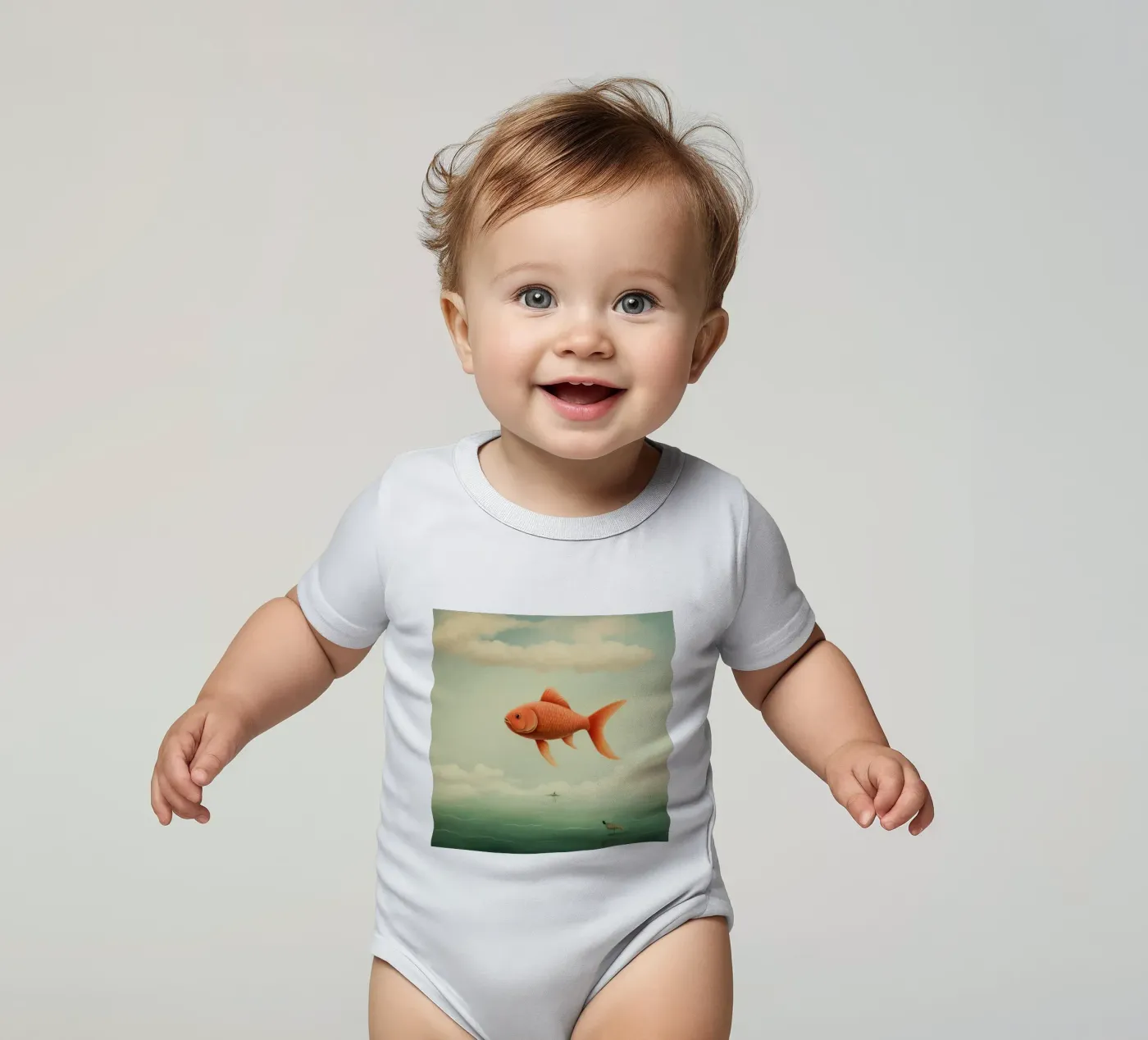 Carpe minimale body bébé de Minimal Animal Art