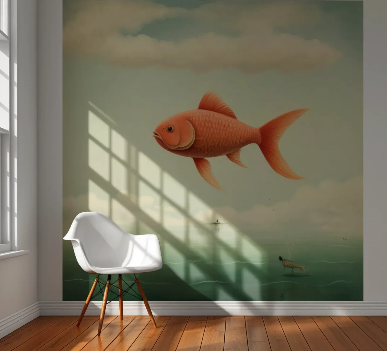 Minimaal Karper fotobehang van Minimal Animal Art