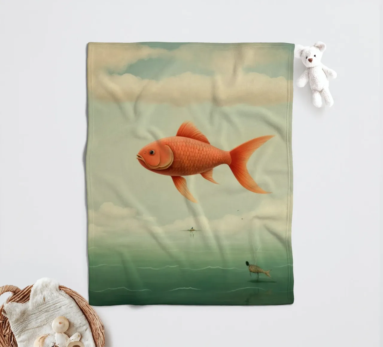 Carpa minima 1 coperta in pile da Minimal Animal Art