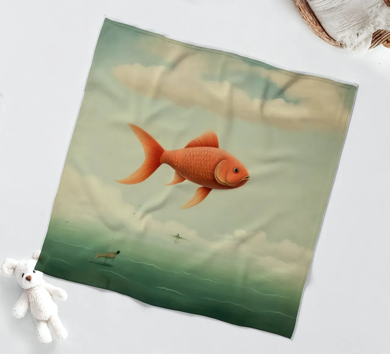 Minimum Carp fleece blanket by Minimal Animal Art