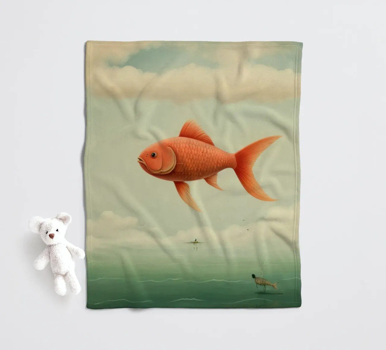 Carpa minima 1 coperta in pile da Minimal Animal Art